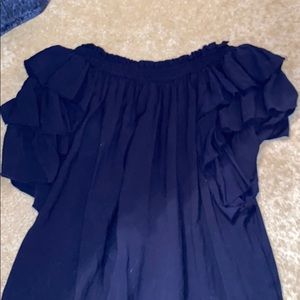 Gap medium navy blue ruffle off shoulder top shirt
